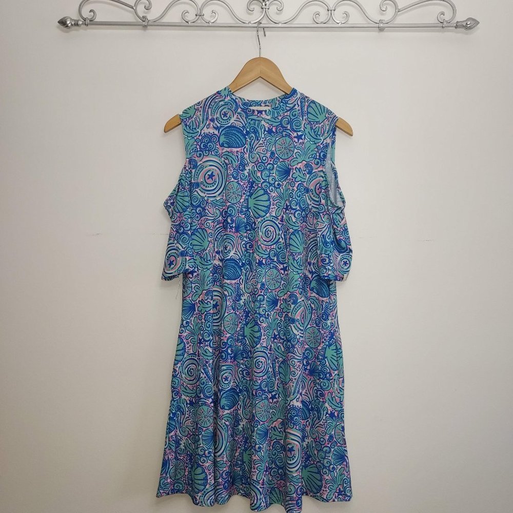 Simply Southern Cold Shoulder Dress, Size L - EUC